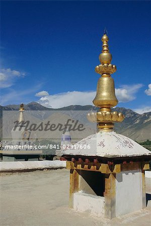 The roof of Samye Monastery, Tibet, China, Asia