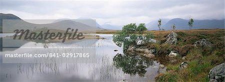 Lochan na h-Achlaise and the mountains of the Black Mount, Rannoch Moor, Highland region, Scotland, United Kingdom, Europe