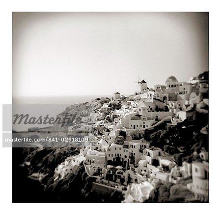 Polaroid of view of the village of Oia, Santorini, Cyclades, Greek Islands, Greece, Europe