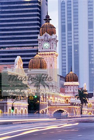 Sultan Abdu Samad building, Kuala Lumpur Law Court, illuminated at night, Kuala Lumpur, Malaysia, Southeast Asia, Asia