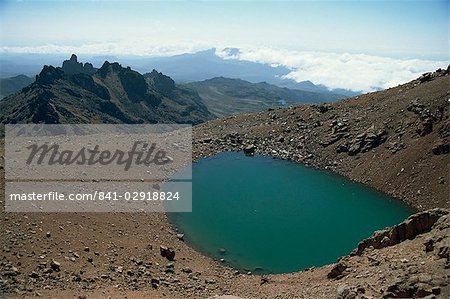 Mount Kenya Tarn with Gorges Valley in the background, Kenya, East Africa, Africa