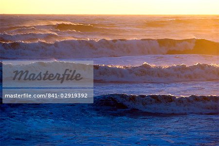 Waves at sunset, English Channel, England, United Kingdom, Europe