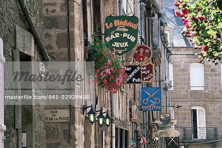 Traditional signs, Dinan, Cotes d'Armor, Brittany, France, Europe