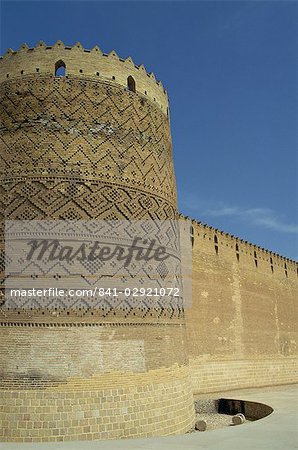 Decorative brickwork on a tower in the Citadel of Karim Khan, built in the 18th century, Shiraz, Iran, Middle East