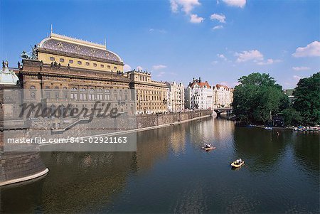 National Theatre and River Vltava, Prague, Czech Republic, Europe