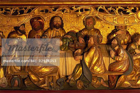 Altar detail by Master Pavol of Levoca, in Gothic church, Spisska Sobota, Slovakia, Europe