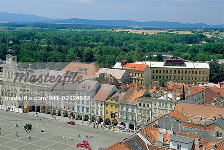 Main Square from Black Tower, Ceske Budejovice, South Bohemia, Czech Republic, Europe