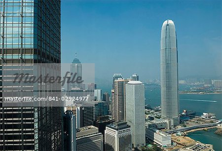 Aerial view of Central, Hong Kong Island, Two IFC Building on the right, Hong Kong, China, Asia