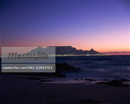 Table Mountain at dusk, Cape Town, South Africa, Africa