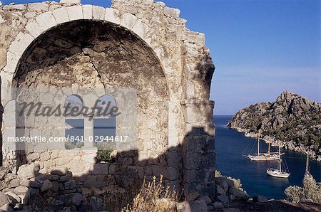 Ruined priory, Kargi Bay, Aegean coast, Anatolia, Turkey, Asia Minor, Eurasia