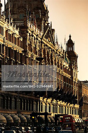 Harrods department store in the evening, Knightsbridge, London, England, United Kingdom, Europe