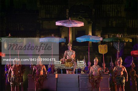 Angkor Wat Temple at night, lit for a special light show, Siem Reap, Cambodia, Indochina, Southeast Asia, Asia