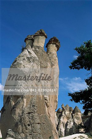 Erosion with volcanic tuff pillars, Pasabagi near Goreme, Cappadocia, Anatolia, Turkey, Asia Minor, Asia