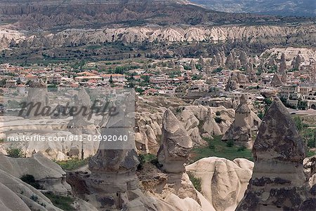 Volcanic tuff pillars and erosion surrounding Goreme, Cappadocia, Anatolia, Turkey, Asia Minor, Asia