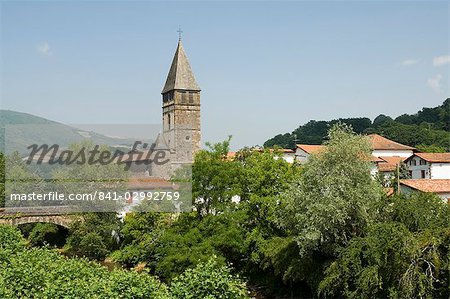 Old church in St. Etienne de Baigorry, Basque country, Pyrenees-Atlantiques, Aquitaine, France, Europe