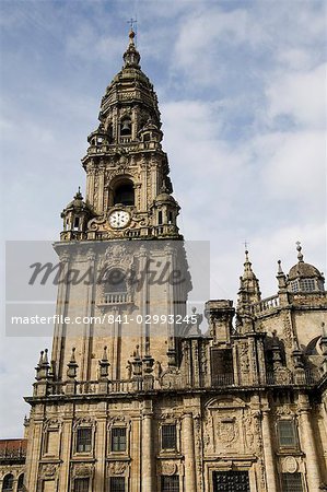 View of Santiago Cathedral from Plaza da Quintana, UNESCO World Heritage Site, Santiago de Compostela, Galicia, Spain, Europe