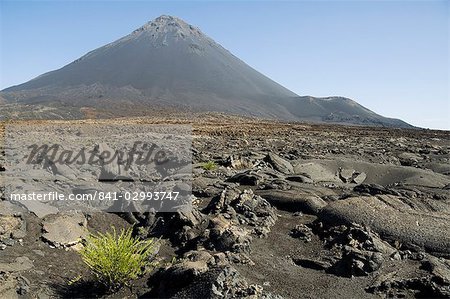 View from the caldera of the volcano of Pico de Fogo, Fogo (Fire), Cape Verde Islands, Africa