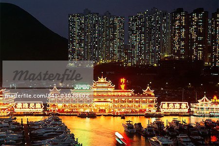 Floating restaurants, Aberdeen Harbour, Hong Kong, China, Asia