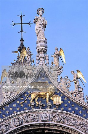 Detail of St. Mark's Basilica, Piazza San Marco (St. Mark's Square), Venice, Veneto, Italy, Europe