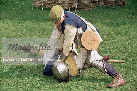 Re-enactment of medieval combat, Wars of the Roses Society, Worcester, England, United Kingdom, Europe