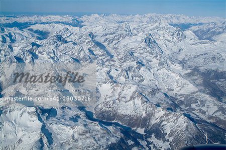 Aerial view over the Alps, Italy, Europe