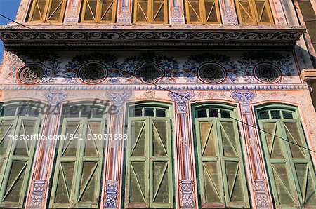 Detail of painted building, Pushkar, Rajasthan state, India, Asia