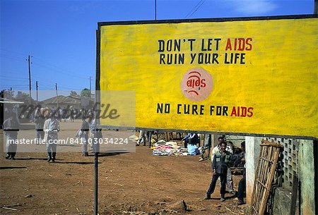 AIDS sign in the village of Gimbii,Oromo country,Welega state,Ethiopia,Africa