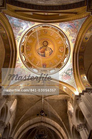 Ceiling painting of Jesus Christ, Church of the Holy Sepulchre, Old Walled City, Jerusalem, Israel, Middle East