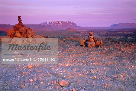 Rock cairns in the north of the country, Myvatyn (Myvatn) Nature Reserve, Iceland