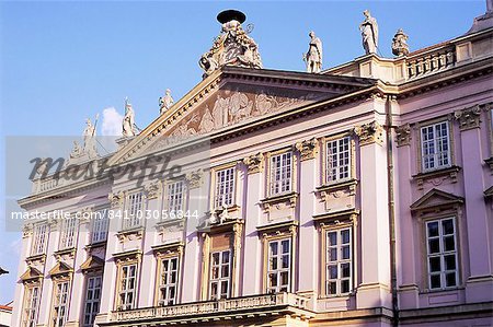 Facade detail of neo-classical Primate's Palace dating from 1781, now a major opera and ballet venue, Bratislava, Slovakia, Europe