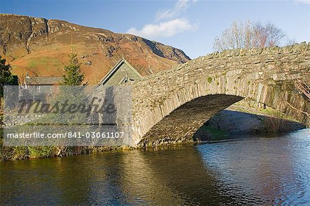 Grange Bridge and village, Borrowdale, Lake District National Park, Cumbria, England, United Kingdom, Europe