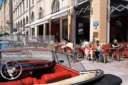 People sitting outside Cafe Roma on Maximilianstrasse, Munich, Bavaria, Germany, Europe