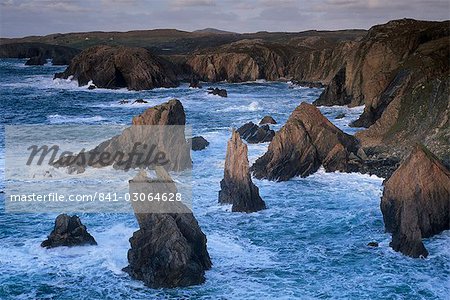 Rugged west coast of Lewis, battered by north-westerly gales, Isle of Lewis, Outer Hebrides, Scotland, United Kingdom, Europe