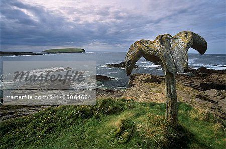 Whalebone at Skippigeo, Mainland, Orkney Islands, Scotland, United Kingdom, Europe