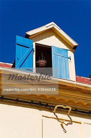 Building shutters, Schoelcher Street, Fort-de-Franc, Martinique, French Antilles, West Indies, Caribbean, Central America