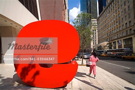 Ivan Chermayeff's Red 9 sculpture, Nine West 57th Street, Midtown Manhattan, New York City, New York, United States of America, North America