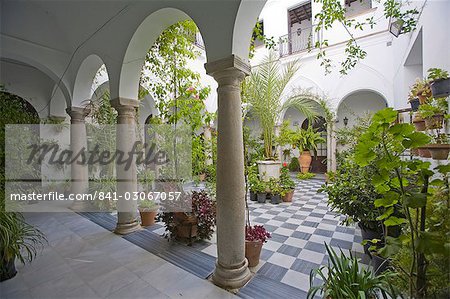 Courtyard, Arcos de la Frontera, one of the white villages, Andalucia, Spain, Europe