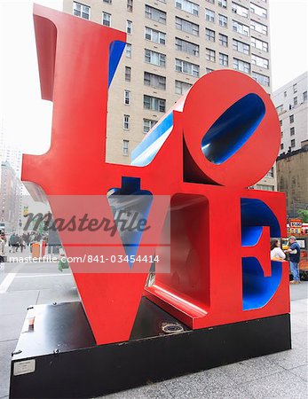 The pop art Love sculpture by Robert Indiana, Sixth Avenue, Manhattan, New York City, New York, United States of America, North America