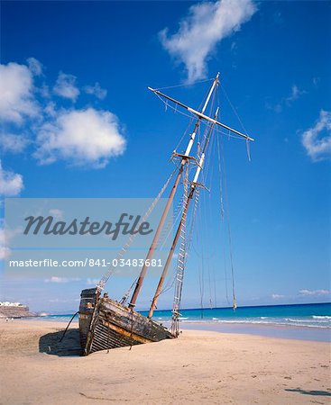 Wreck, south coast, Fuerteventura, Canary Islands, Spain, Atlantic Ocean, Europe