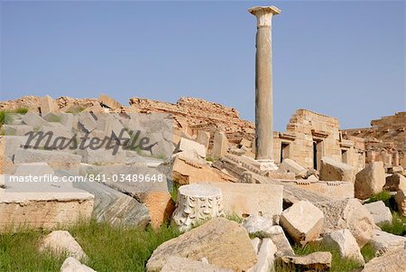 Via colonnata, Leptis Magna, UNESCO World Heritage Site, Libya, North Africa, Africa