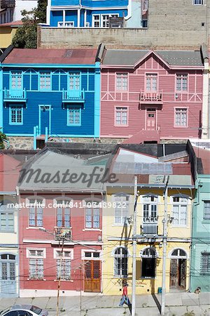 Traditional colourful houses, Valparaiso, UNESCO World Heritage Site, Chile, South America