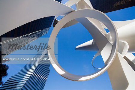 Building and statue, Downtown, Los Angeles, California, United States of America, North America