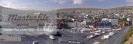 Panoramic view of Torshavn and harbour, capital of the Faroe Islands (Faroes), Denmark, Europe