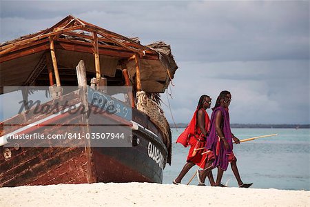 Maasai warriors on Kendwa Beach, Zanzibar, Tanzania, East Africa, Africa Maasai warriors on Kendwa Beach, Zanzibar, Tanzania, East Africa, Africa