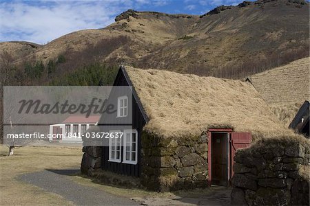 Typical Icelandic house from the last century, Skoga Museum, near Skogafoss, South Iceland, Iceland, Polar Regions