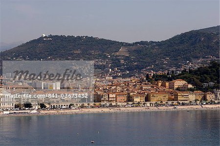 View from helicopter of Nice, Alpes-Maritimes, Provence, Cote d'Azur, French Riviera, France, Mediterranean, Europe