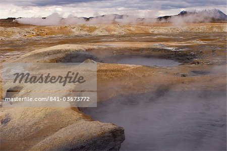 Hverir geothermal fields at the foot of Namafjall mountain, Myvatn lake area, Iceland, Polar Regions
