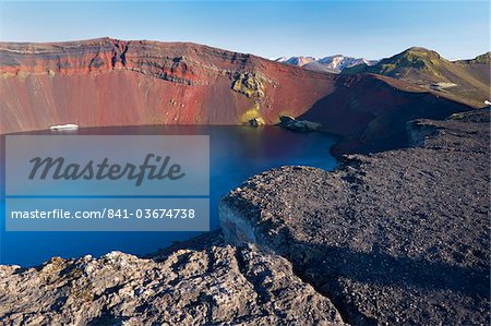 Ljotipollur crater lake in the Landmannalaugar area, Fjallabak region, Iceland, Polar Regions Ljotipollur crater lake in the Landmannalaugar area, Fjallabak region, Iceland, Polar Regions