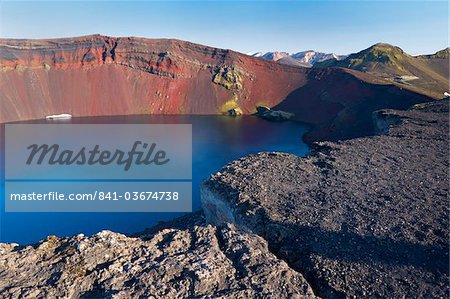 Ljotipollur crater lake in the Landmannalaugar area, Fjallabak region, Iceland, Polar Regions