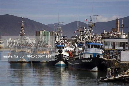 Fishing boats in Coquimbo Port, Norte Chico Region, Chile, South America